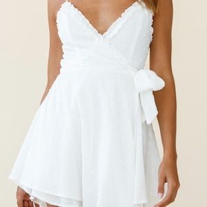 White Wrap Tie-Front Mini Dress